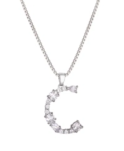 Adornia Silver Crystal Mixed Stone Initial Necklace