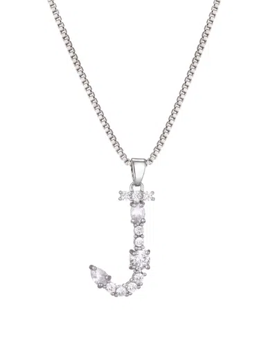 Adornia Silver Crystal Mixed Stone Initial Necklace