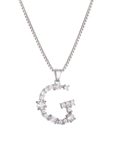 Adornia Silver Crystal Mixed Stone Initial Necklace