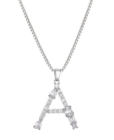Adornia Silver Crystal Mixed Stone Initial Necklace