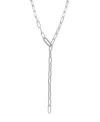 Adornia Silver Plated Paper Clip Chain Lariat Necklace With Crystal Adjustable Lock In Silver