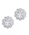 Adornia Silver Cubic Zirconia Floral Halo Stud Earrings In Metallic
