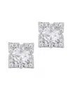 Adornia Silver Cubic Zirconia Flower-shaped Halo Stud Earrings In Metallic
