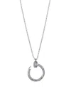 Adornia Silver Cz Curved Nail Ring Necklace In Metallic