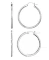 Adornia Silver Cz Infinity And Plain Hoop Earrings Set In Silver