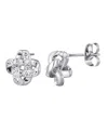 Adornia Silver Plated Cz Knot Twist Stud Earrings In Silver
