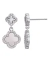 Adornia Silver Plated Double White Mother Of Pearl Cz Drop Earrings In Metallic
