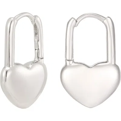 Adornia Silver Drop Heart Huggie Earrings