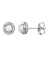 Adornia Silver Freshwater Pearl Cz Halo Stud Earrings In Metallic