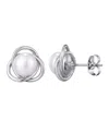 Adornia Silver Plated Freshwater Pearl Stud Earrings In Silver