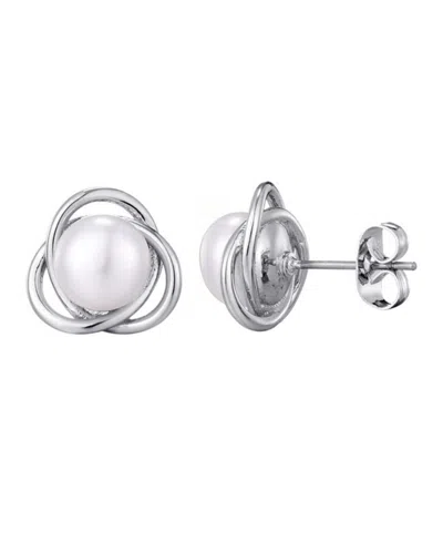 ADORNIA SILVER FRESHWATER PEARL STUD EARRINGS