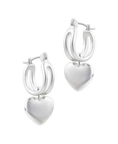 Adornia Silver Heart Huggie Earrings