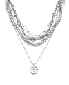 Adornia 14k Yellow Gold Plated Layered Pebbled Charm Necklace In Silver