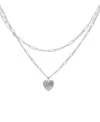 Adornia Silver Plated Paper Clip And Figaro Heart Chain Set In Silver