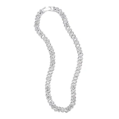 Adornia Silver Plated 10" 8mm Crystal Curb Chain Anklet Silver In Beige