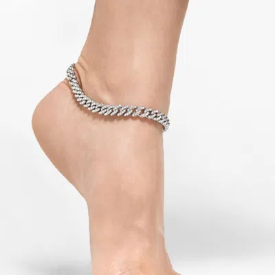Adornia Silver Plated 10" 8mm Crystal Curb Chain Anklet Silver In Gold