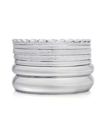 Adornia Silver Plated 8-bangle Bracelet Set In Metallic