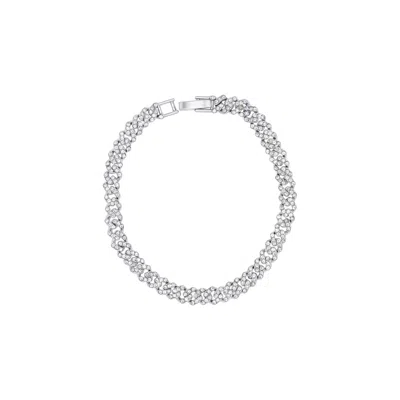 Adornia Silver Plated 8mm Crystal Curb Chain Bracelet