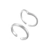 Adornia Silver Plated Adjustable Chevron And Double Line Toe Ring Set