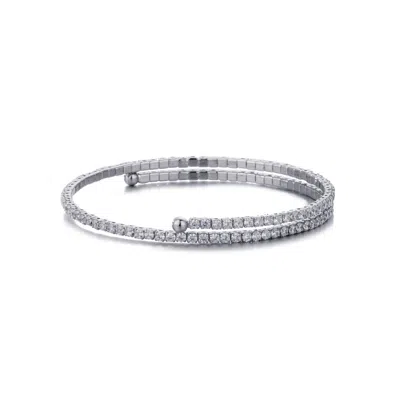 Adornia Silver Plated Adjustable Crystal Tennis Cuff In Metallic