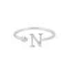 Adornia Silver Plated Adjustable Cz Initial Ring In Metallic