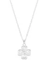 Adornia Sterling Silver Plated Adjustable Clear Crystal Heart Clover Necklace