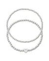 Adornia Silver Plated Ball Bead Initial Bracelet Set In Silver