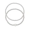Adornia Silver Plated Ball Bead Initial Bracelet Set In Metallic