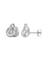 Adornia Silver Plated Chubby Knot Stud Earrings In White