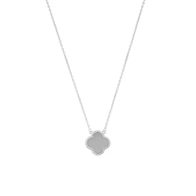 ADORNIA SILVER PLATED CLOVER HALO NECKLACE