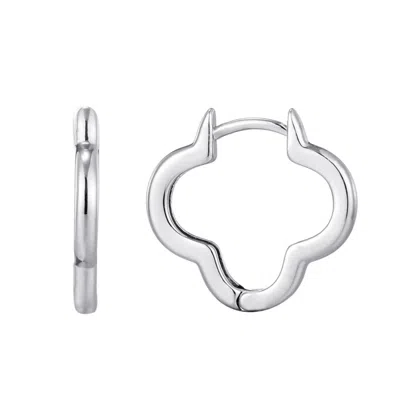 Adornia Silver Plated Clover Hoop Earrings In Metallic
