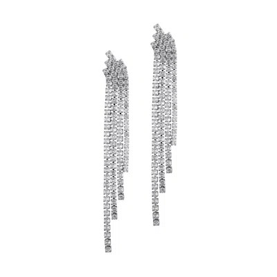 Adornia Silver Plated Crystal Cascade Sweeper Earrings