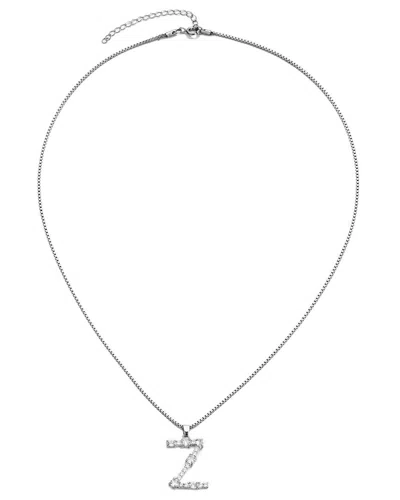 ADORNIA ADORNIA SILVER PLATED CRYSTAL INITIAL NECKLACE