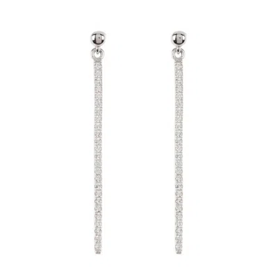 ADORNIA SILVER PLATED CRYSTAL LINEAR DROP EARRINGS