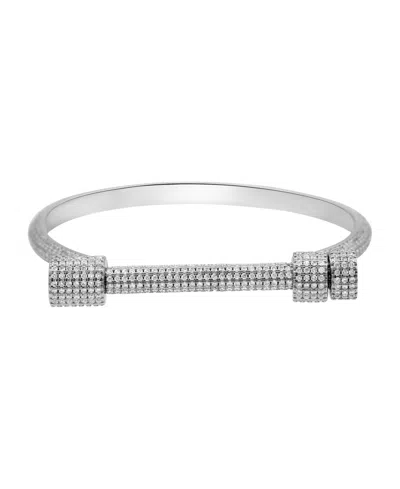 ADORNIA SILVER-PLATED CRYSTAL SCREW CUFF BRACELET