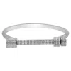 Adornia White Rhodium Plated Cz Screw Cuff Bracelet In Silver