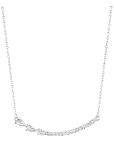 Adornia Silver Plated Curved Bar Pear Necklace