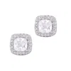 Adornia Silver Cubic Zirconia Cushion Halo Stud Earrings In Silver
