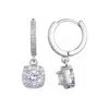 Adornia Silver Plated Cushion Halo Cz Huggie Earrings In Metallic