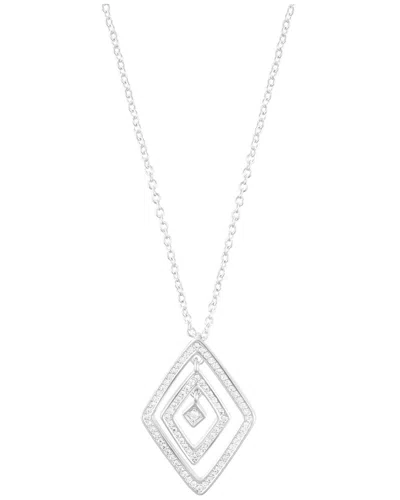 Adornia Sterling Silver Plated Adjustable Cz Concentric Diamond Necklace