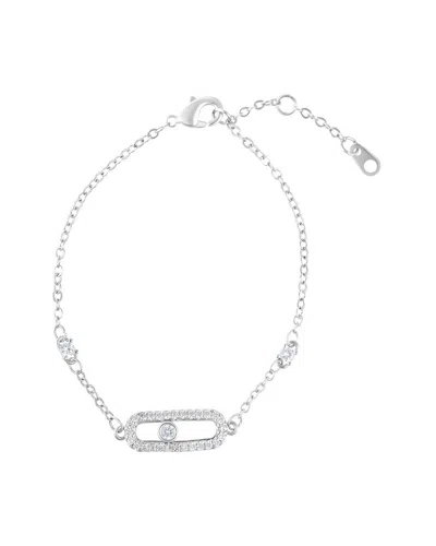 Adornia Silver Plated Cz Adjustable Dancing Stone Bracelet