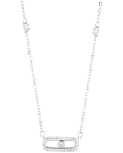 ADORNIA ADORNIA SILVER PLATED CZ ADJUSTABLE DANCING STONE NECKLACE