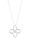 Adornia Sterling Silver Plated Adjustable Outline Cz Clover Necklace