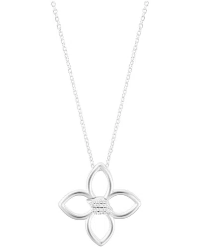 ADORNIA ADORNIA SILVER PLATED CZ ADJUSTABLE OUTLINE CLOVER NECKLACE