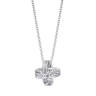 ADORNIA SILVER PLATED CZ BRAIDED KNOT NECKLACE