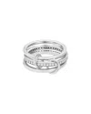Adornia Silver Plated Cz Connected 3-piece Stack Ring In Silver