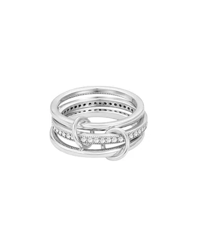 ADORNIA ADORNIA SILVER PLATED CZ CONNECTED 3-PIECE STACK RING