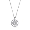 Adornia Silver Plated Cz Dancing Stone Disc Pendant Necklace In Metallic