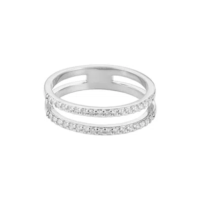 Adornia Cubic Zirconia Double Band Ring In Metallic