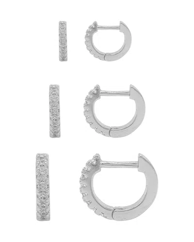 Adornia Silver Plated Huggie Hoop Earrings Pack In Metallic
